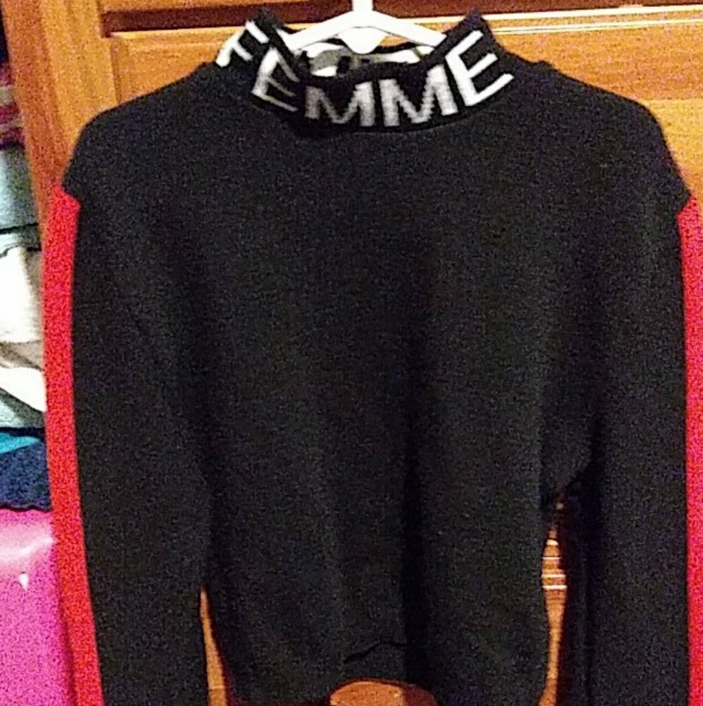 Beautiful fashion over turtleneck sweater crop top